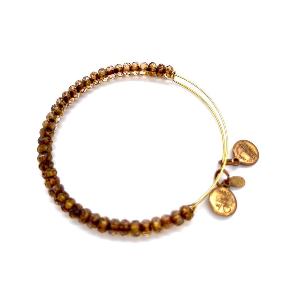 Alex and Ani Crystal Beads on Gold tone bangle